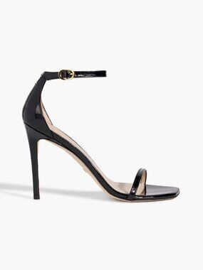 New Stuart Weitzman Nudistcurve Patent Leather Stiletto Sandals - Black - 7.5